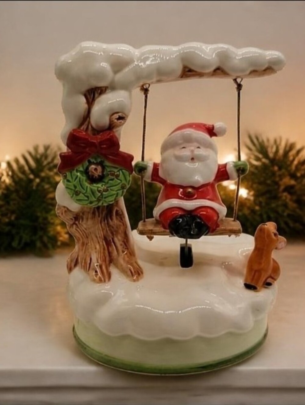 1984 Christmas Swinging Santa Music Figurine Ron Gordon Designs Vtg. Japan